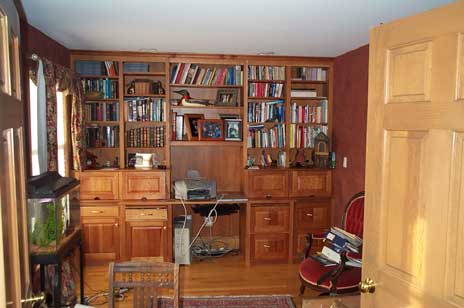 cherry cabinets in home office